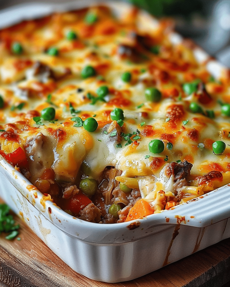 Homemade Cheesy Beef & Vegetable Casserole