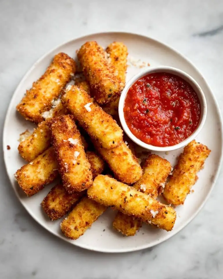 Homemade Crispy Mozzarella Sticks with Marinara Dipping Sauce Recipe
