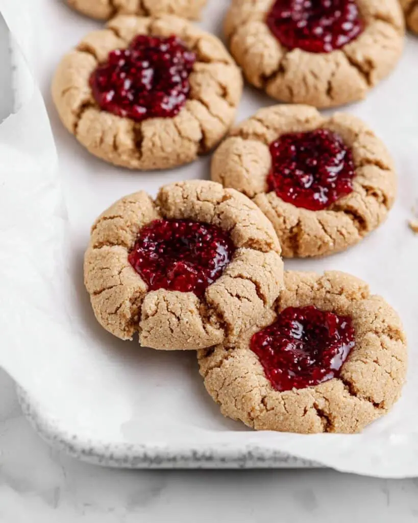 Vegan Peanut Butter and Jelly Thumbprint Cookies Recipe