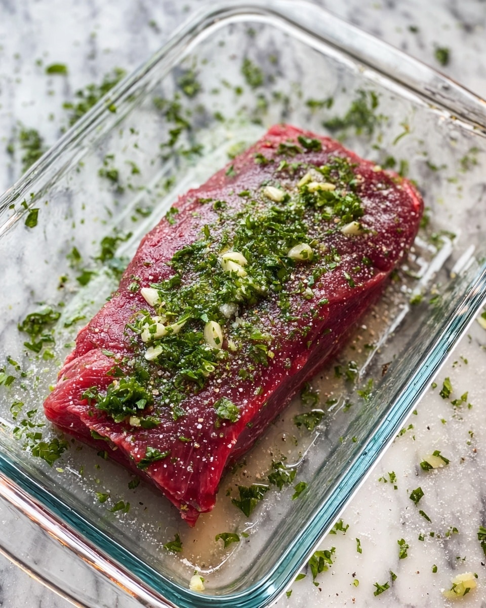 The image shows six bowls of ingredients arranged on a white marbled surface. On the left, there is a large glass bowl filled with pale, bubbly dough with a shiny layer of oil on top. On the right, from top to bottom, there are five bowls: a white bowl with white chopped onions, a white bowl with bright red diced tomatoes, a white bowl filled with finely chopped green herbs, a small white plate holding five different spices in small piles—white salt, dark red, brown, and two shades of tan—and a white bowl with raw minced meat that is pinkish-red with small white fat bits. All bowls are clean and the colors are vivid. Photo taken with an iphone --ar 4:5 --v 7