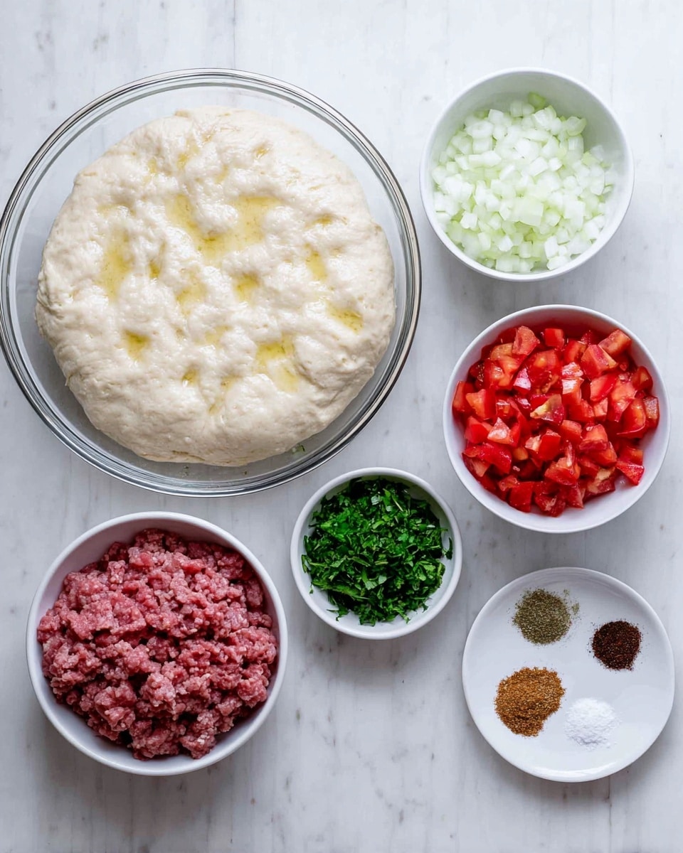 A rectangular piece of raw red meat is placed in a clear glass dish. The meat is topped with a layer of chopped green herbs and bits of garlic scattered evenly on top, along with visible grains of salt and pepper sprinkled across its surface. The glass dish rests on a white marbled surface with some of the herbs and seasoning pieces around the edges of the dish. The scene is bright and sharp, focusing on the freshness and texture of the meat and herbs photo taken with an iphone --ar 4:5 --v 7