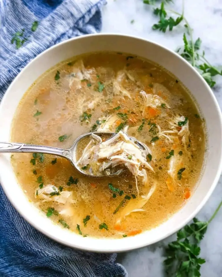 Homemade Rich & Hearty Chicken Soup with Pureed Vegetables and Fresh Herbs Recipe
