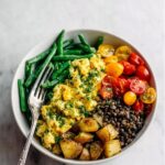 Sunshine Lentil Bowls with Garlic Olive Oil Dressing Recipe