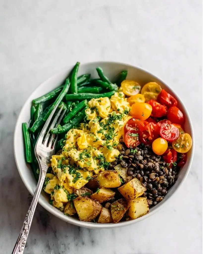 Sunshine Lentil Bowls with Garlic Olive Oil Dressing Recipe