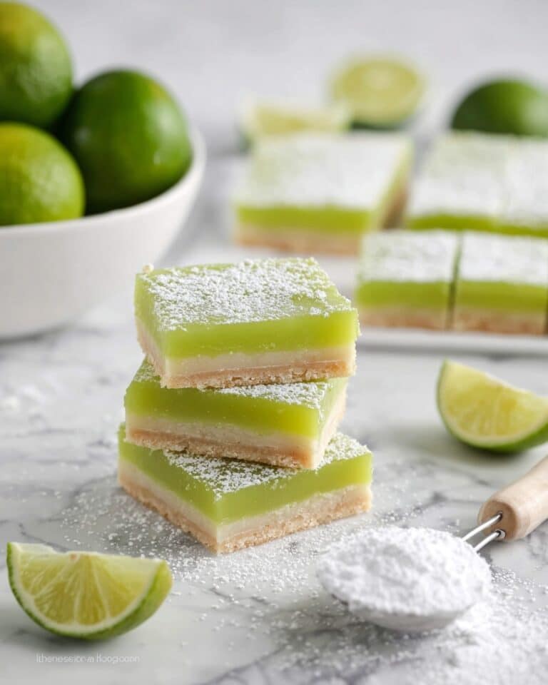 Lime Bars with Tangy Lime Custard and Shortbread Crust