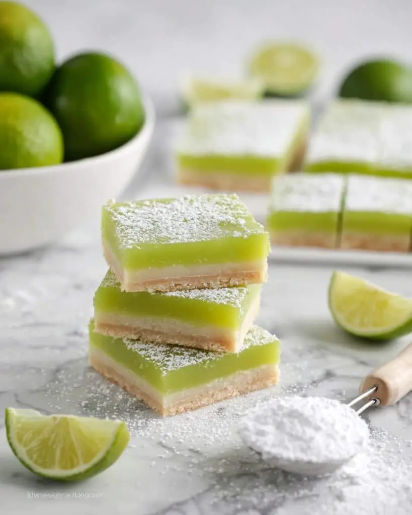 Lime Bars with Tangy Lime Custard and Shortbread Crust