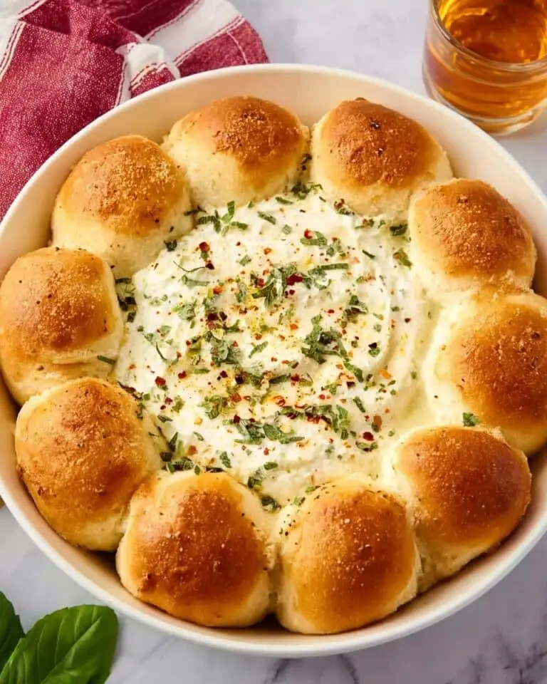 White Pizza Dip with Cheesy Dipping Rolls Recipe