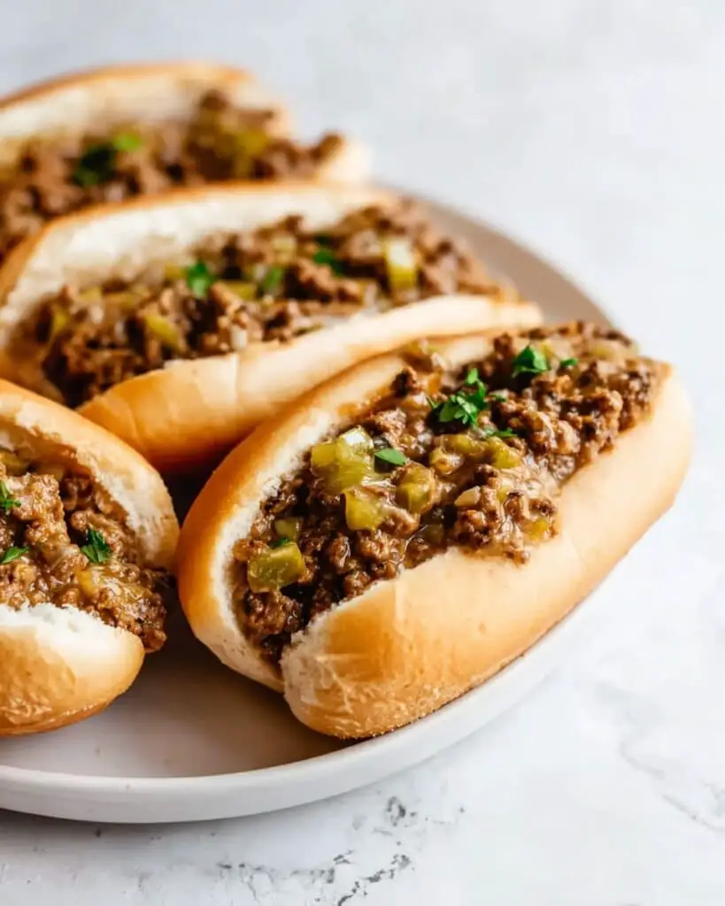 Cheesy Ground Beef Sandwiches with Cream of Mushroom Sauce Recipe