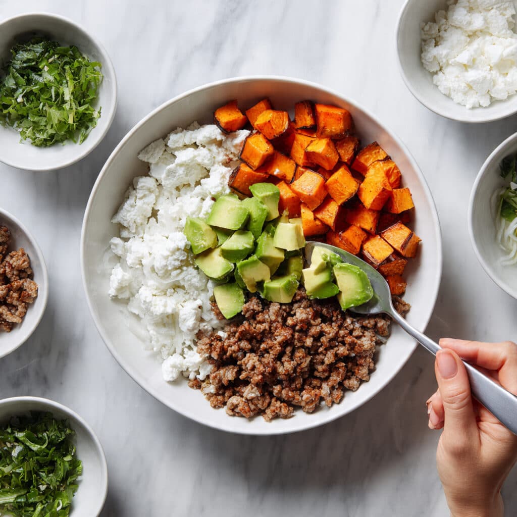 Sweet Potato Beef Cottage Cheese Bowl Recipe