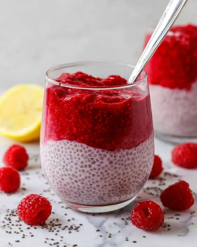 Raspberry Lemon Chia Pudding with Fresh Raspberry Compote Recipe