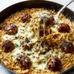 French Onion Orzo with Meatballs Recipe