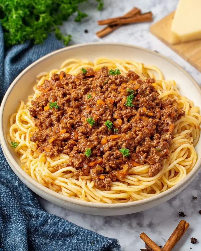 Makaronia Me Kima (Greek Style Meat Sauce) Recipe
