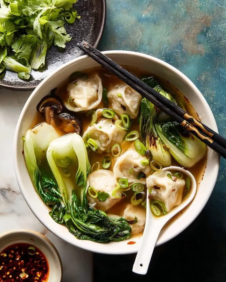 25 Minute Wonton Soup with Sesame Chili Oil Recipe