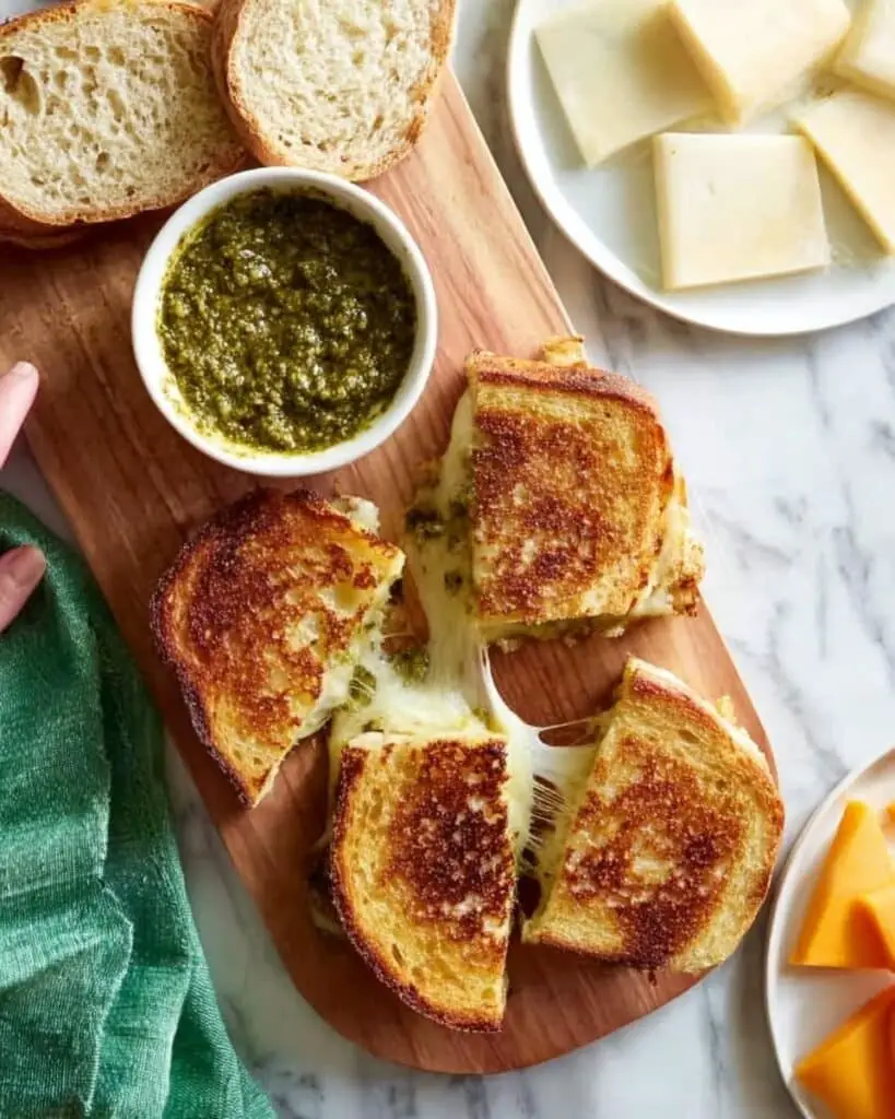 Pesto Butter Grilled Cheese Sandwiches Recipe