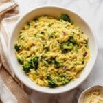 Broccoli Cheddar Orzo Parmesan Recipe