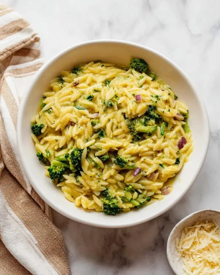 Broccoli Cheddar Orzo Parmesan Recipe