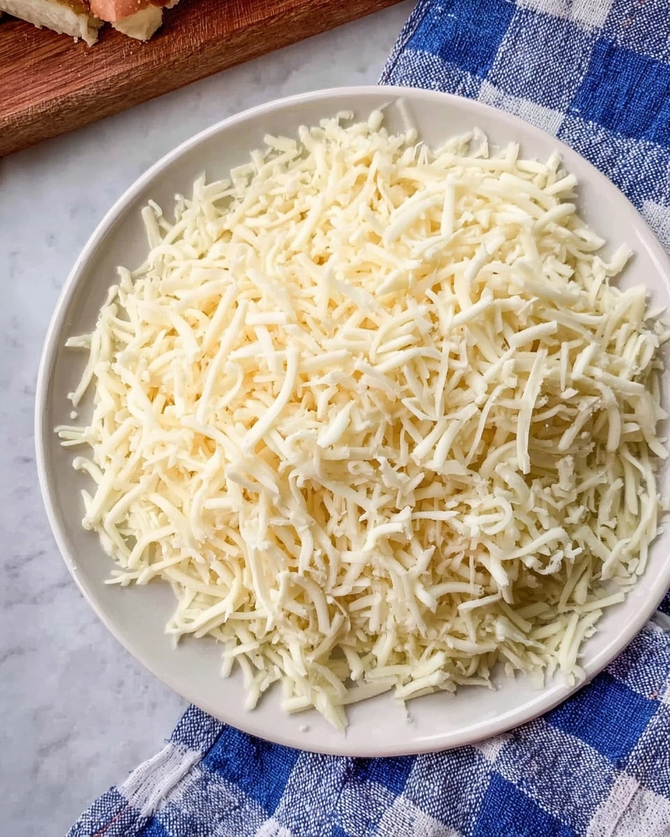 A close-up view of a white plate filled with a heaping mound of pale yellow shredded cheese, each strand thin and slightly curled, covering the entire plate surface. The plate sits on a white marbled surface with part of a blue and white checkered cloth resting next to it. Photo taken with an iphone --ar 4:5 --v 7