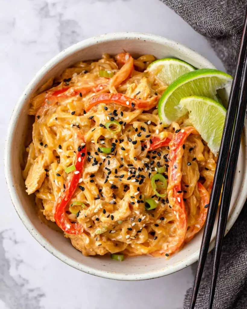Thai Curry Noodles with Chicken in a Crazy Good Coconut Sauce Recipe