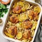Oven Roasted Chicken with Potatoes, White Beans, and Artichokes Recipe
