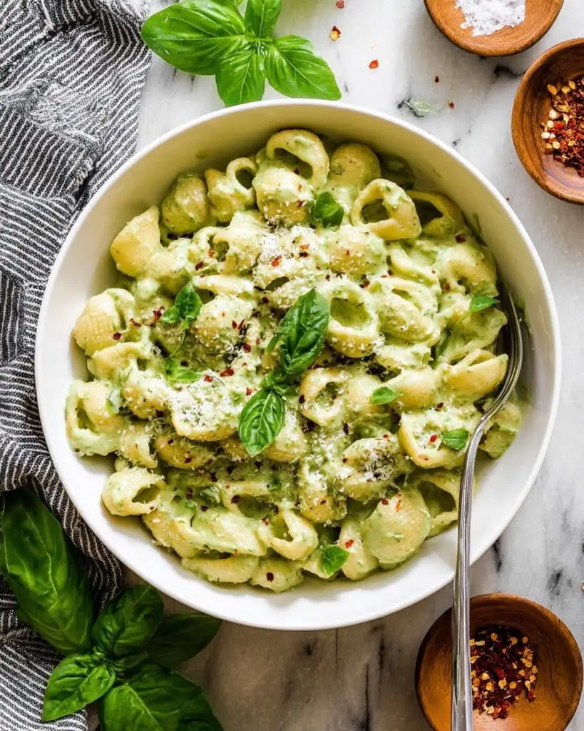 Cottage Cheese Creamy Pesto Pasta Recipe