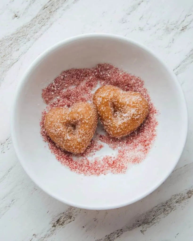 Heart-Shaped Churros Coated in Strawberry Sugar with Chocolate Dip Recipe