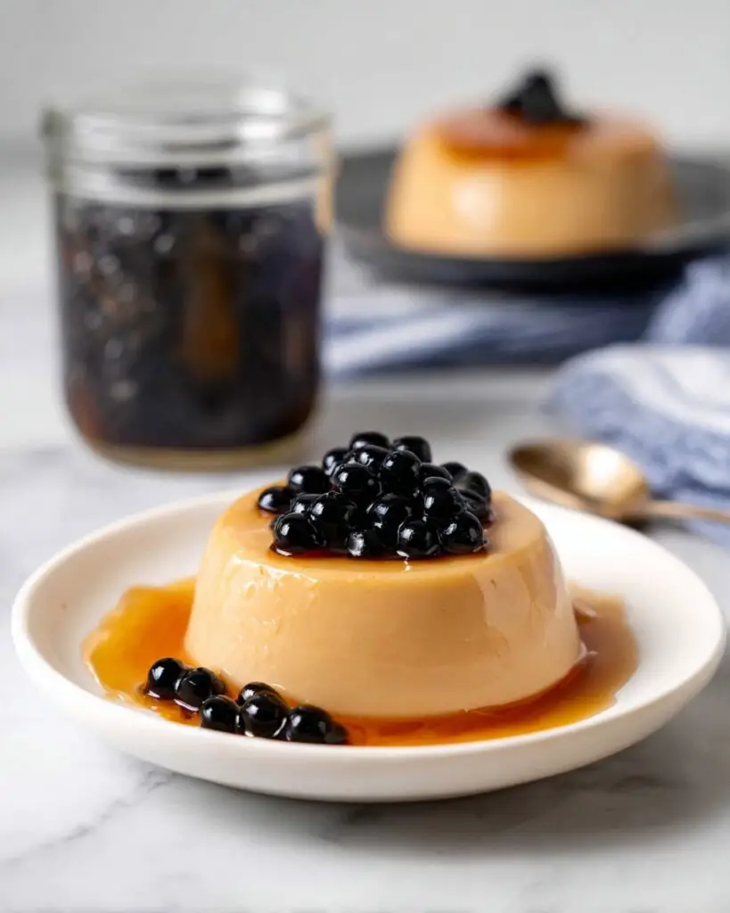 Bubble Milk Tea Panna Cotta with Brown Sugar Boba Pearls Recipe