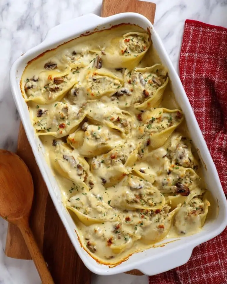 Vegan Garlic and Mushroom Stuffed Pasta Shells Recipe