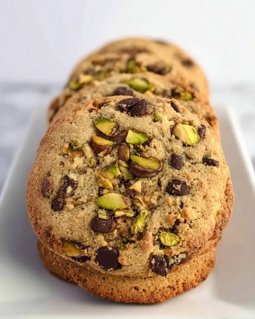 Dark Chocolate Pistachio Tahini Cookies Recipe