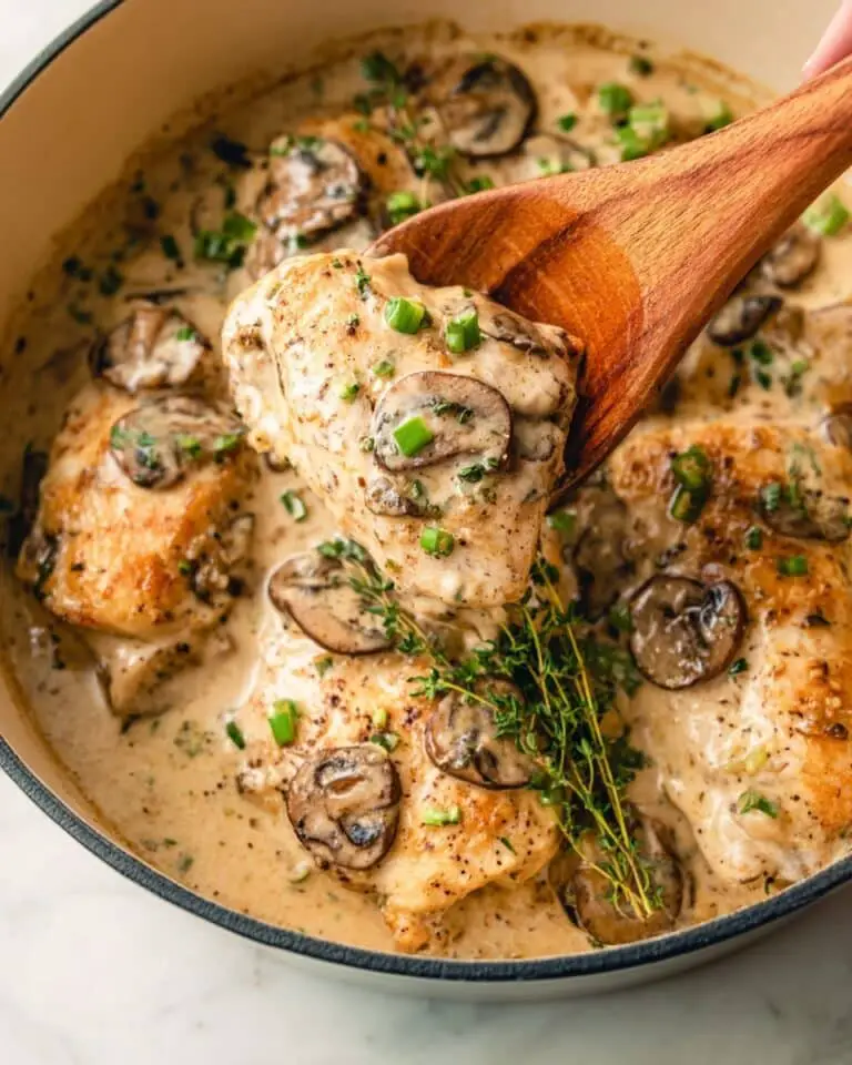 Skillet Asiago Chicken and Mushrooms Recipe