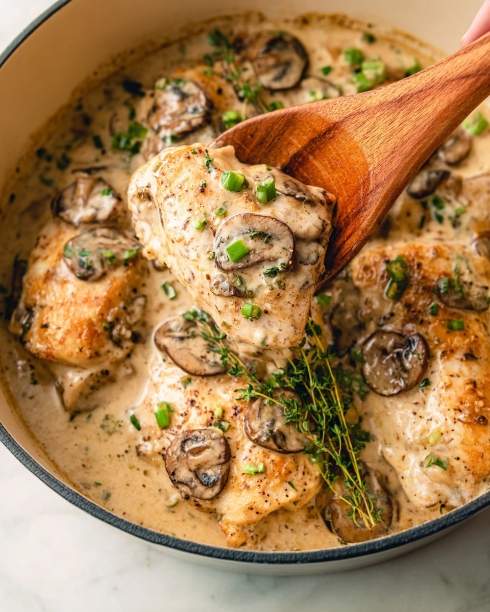 Skillet Asiago Chicken and Mushrooms Recipe