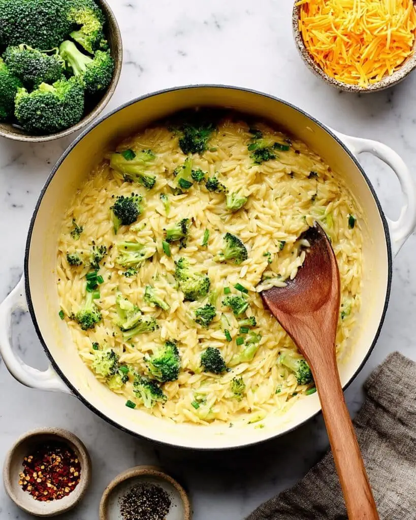 Broccoli Cheddar Orzo Recipe