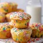 Funfetti Muffins with Rainbow Sprinkles and Vanilla Glaze Recipe