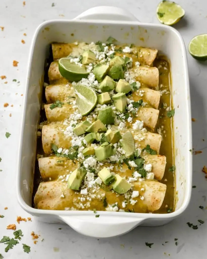 Chicken Avocado Enchiladas with Tomatillo Sauce Recipe