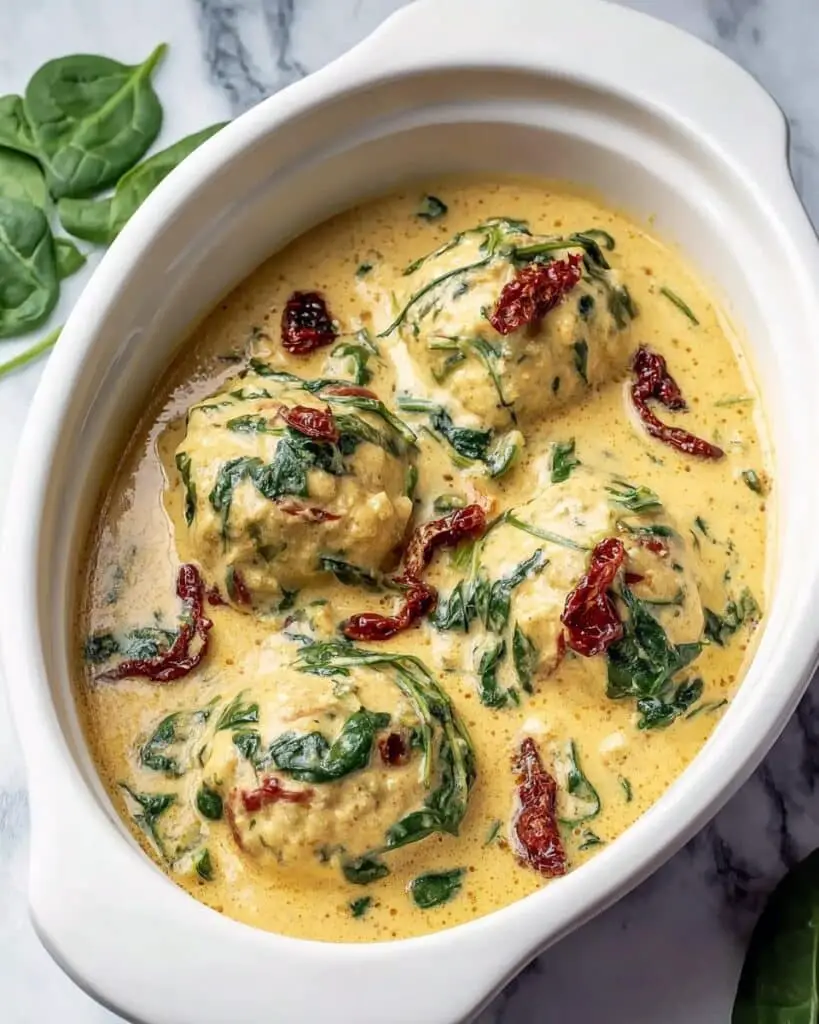 Crockpot Tuscan Chicken with Sun-Dried Tomatoes and Spinach Recipe