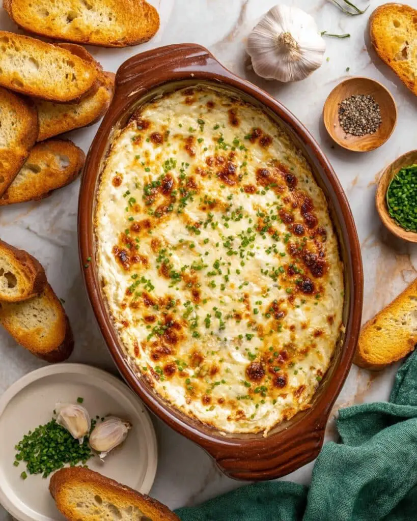 Cheesy Baked Garlic Bread Dip Recipe