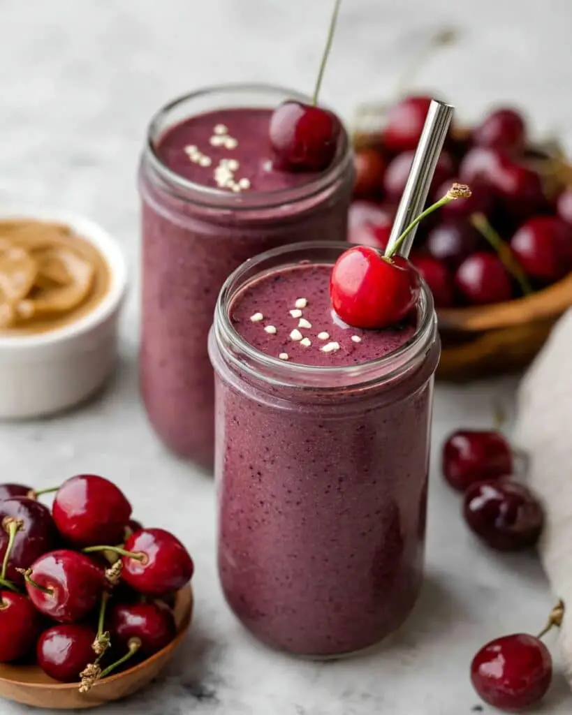Creamy Cherry Banana Smoothie with Nut Butter and Hemp Hearts Recipe