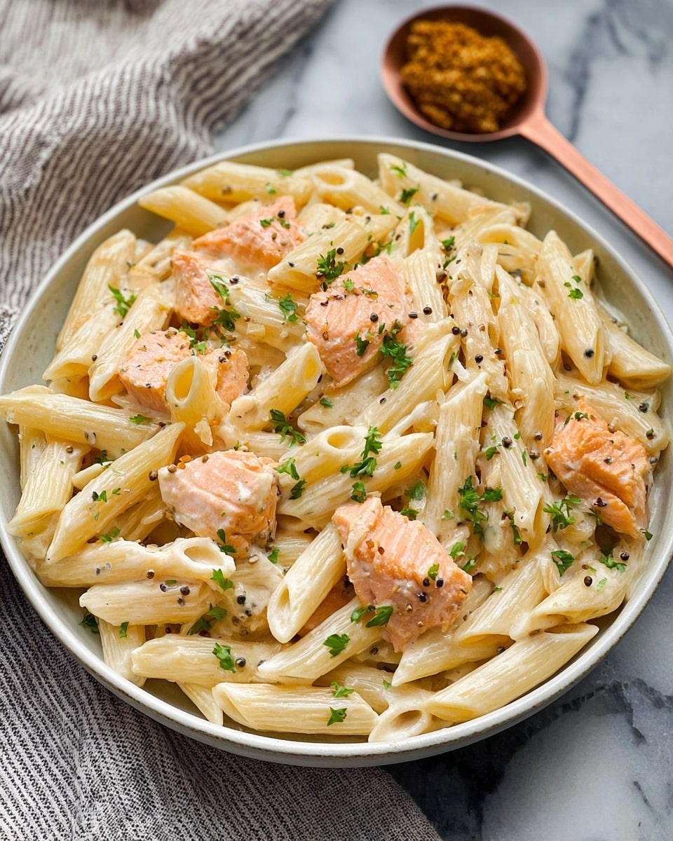 Creamy Honey Mustard Salmon Pasta Recipe