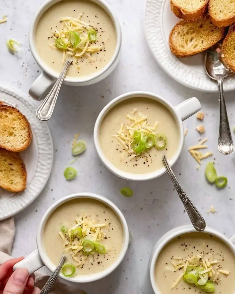 Roasted Garlic Cheddar Cauliflower Soup Recipe