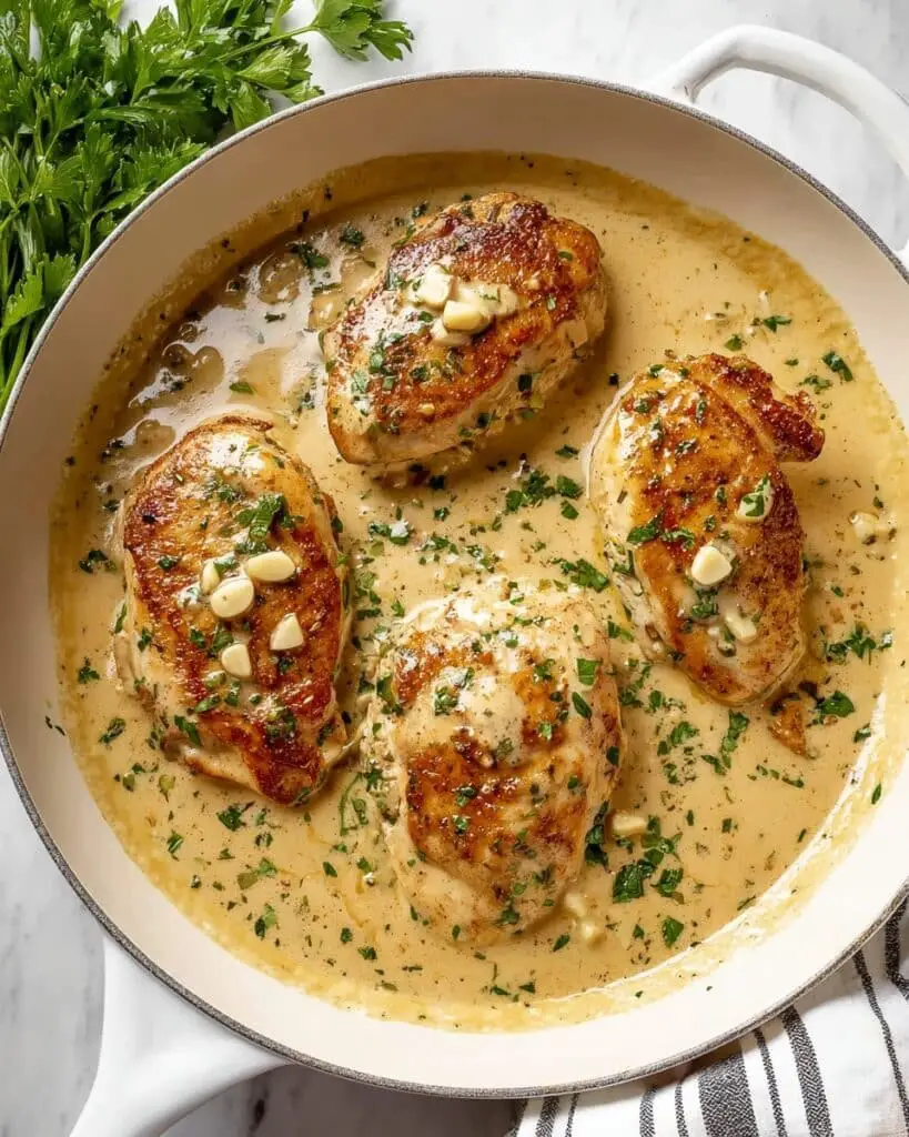 Creamy Garlic Chicken in White Sauce Recipe