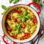 One Pot Loaded Veggie Pesto Chicken and Rice Recipe