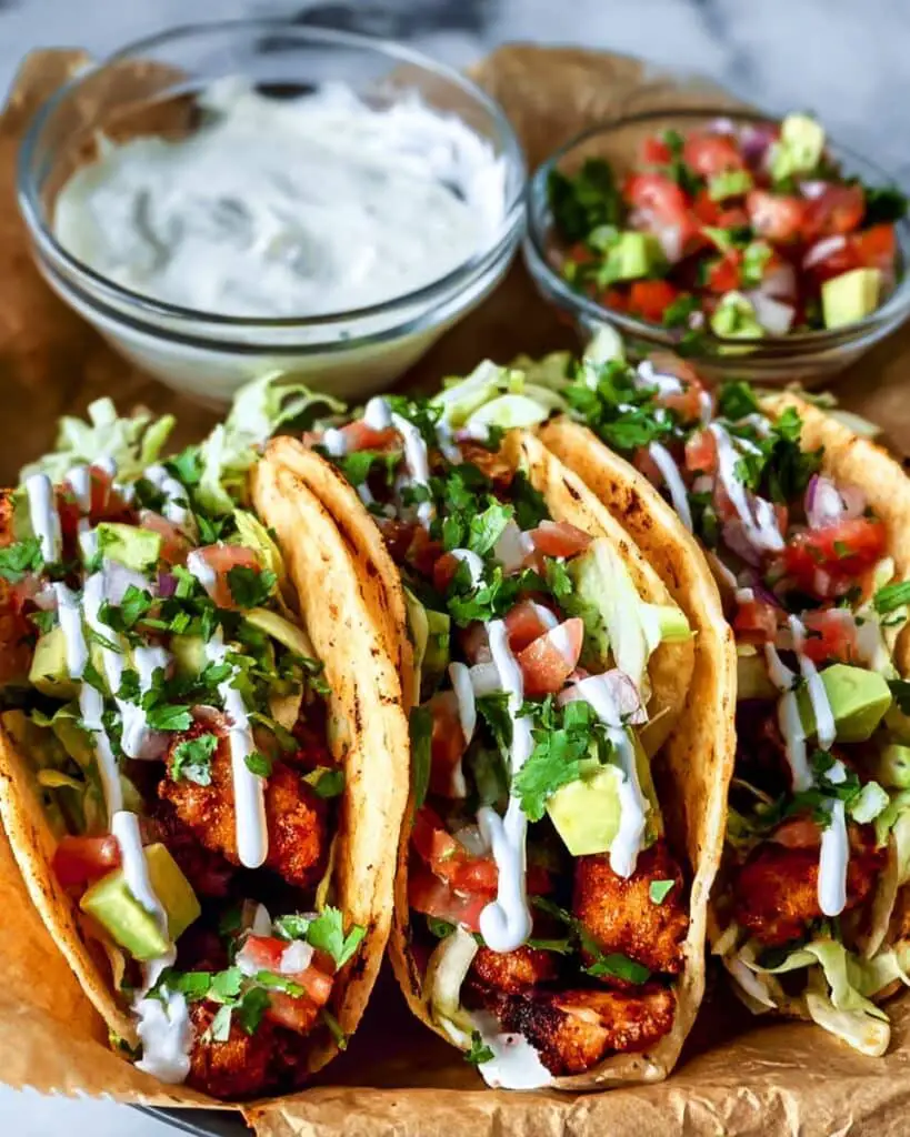Baja Fish Tacos with Crispy Batter, Fresh Pico de Gallo, and Creamy White Sauce Recipe