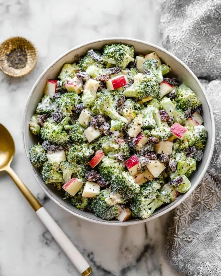 Broccoli Apple Salad with Dried Cranberries and Poppy Seed Dressing Recipe