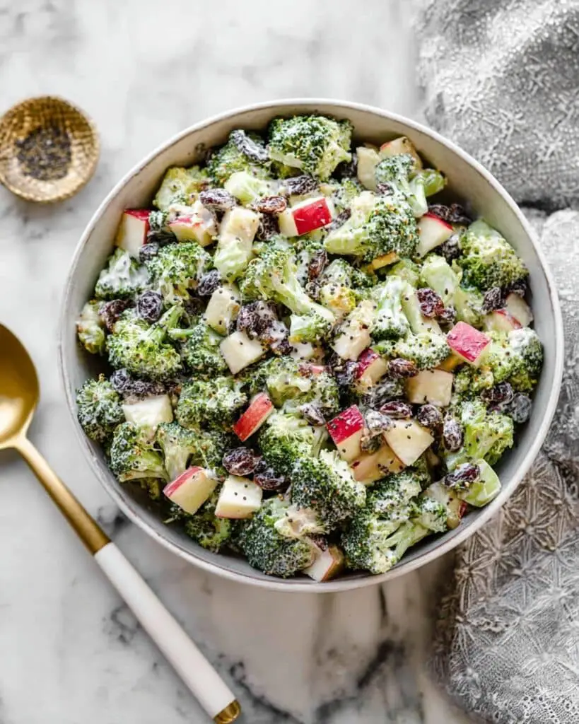 Broccoli Apple Salad with Dried Cranberries and Poppy Seed Dressing Recipe