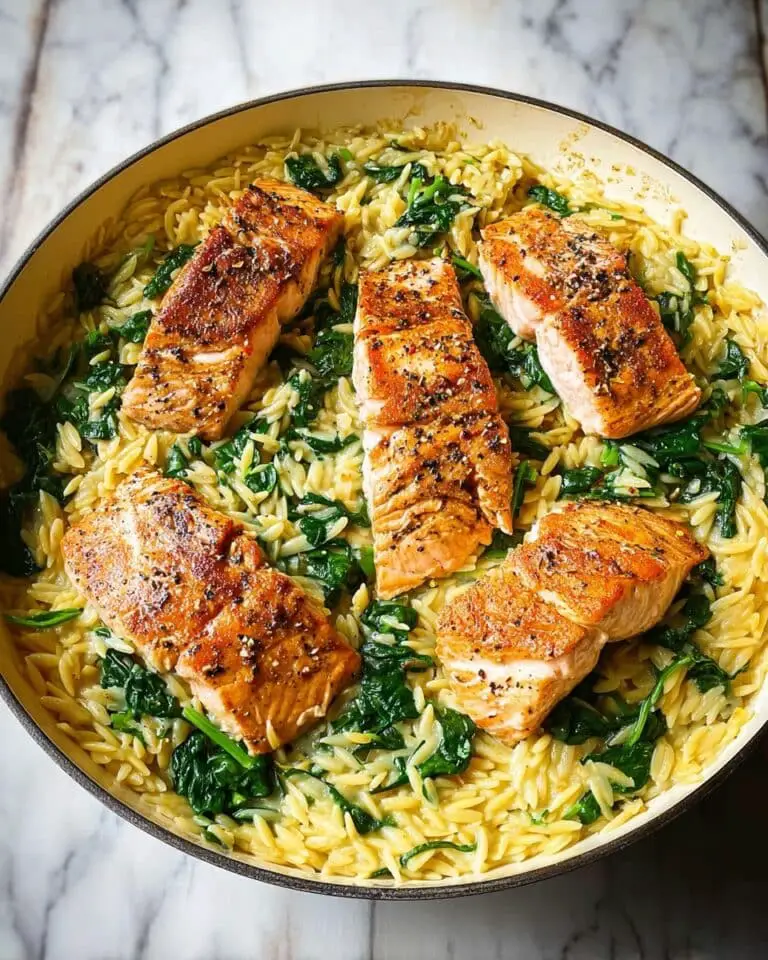 One Skillet Salmon with Lemon Orzo Recipe