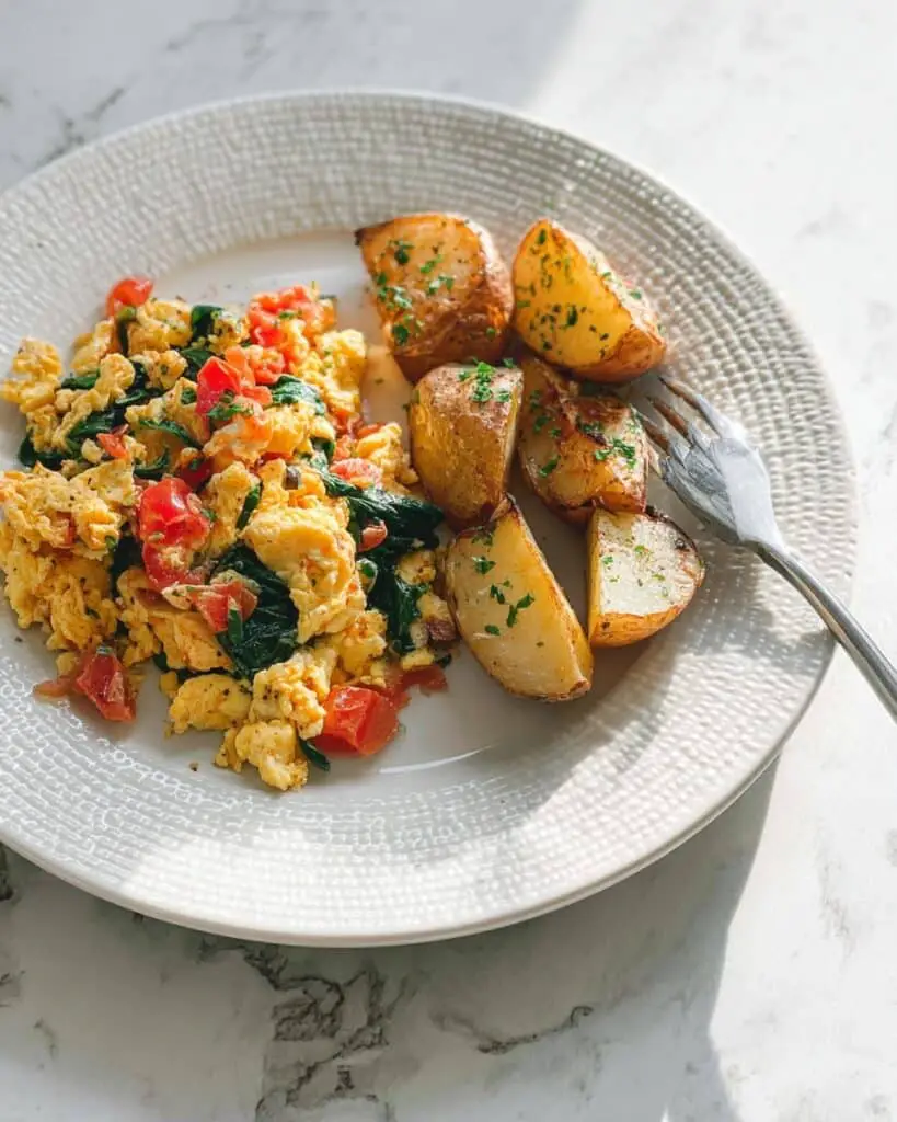 Veggie Breakfast Scramble with Savory Roasted Potatoes Recipe