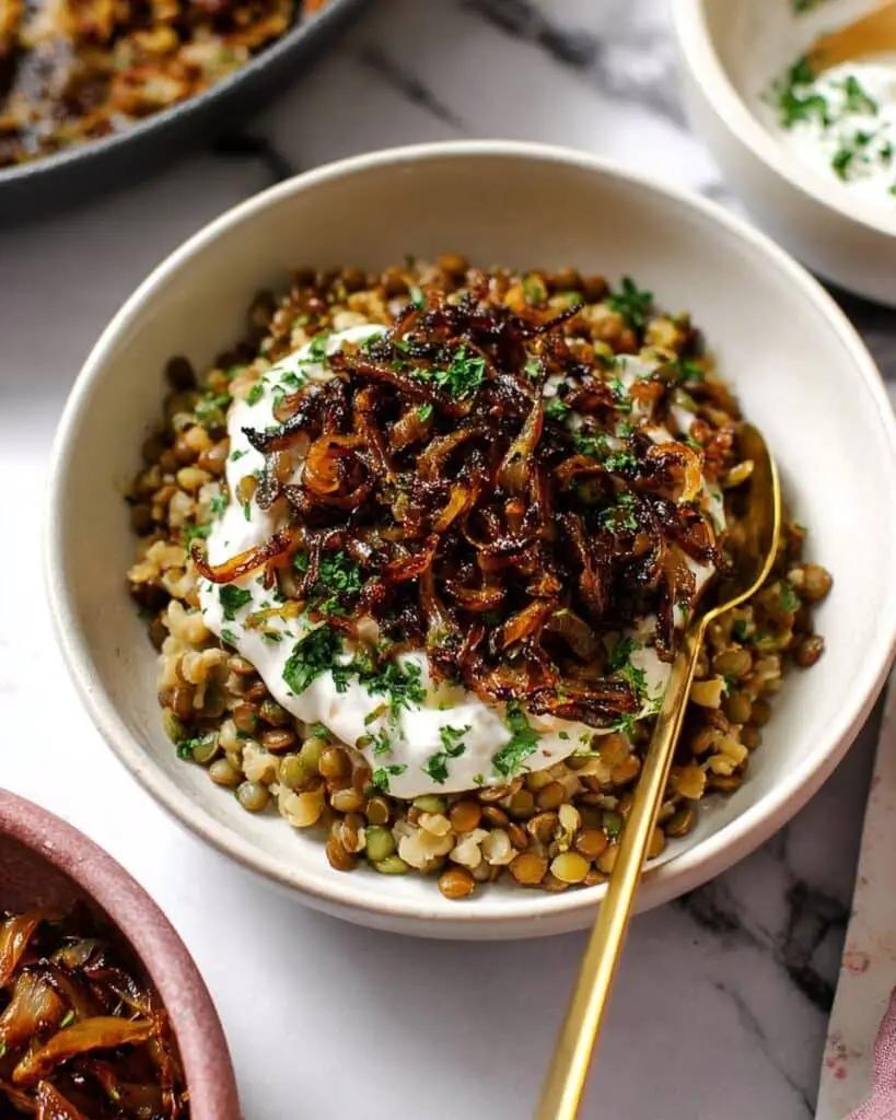 Mujadara with Caramelized Onions and Herbs Recipe