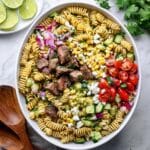Steak Pasta Salad with Grilled Corn, Red Pepper, and Cotija Cheese Recipe