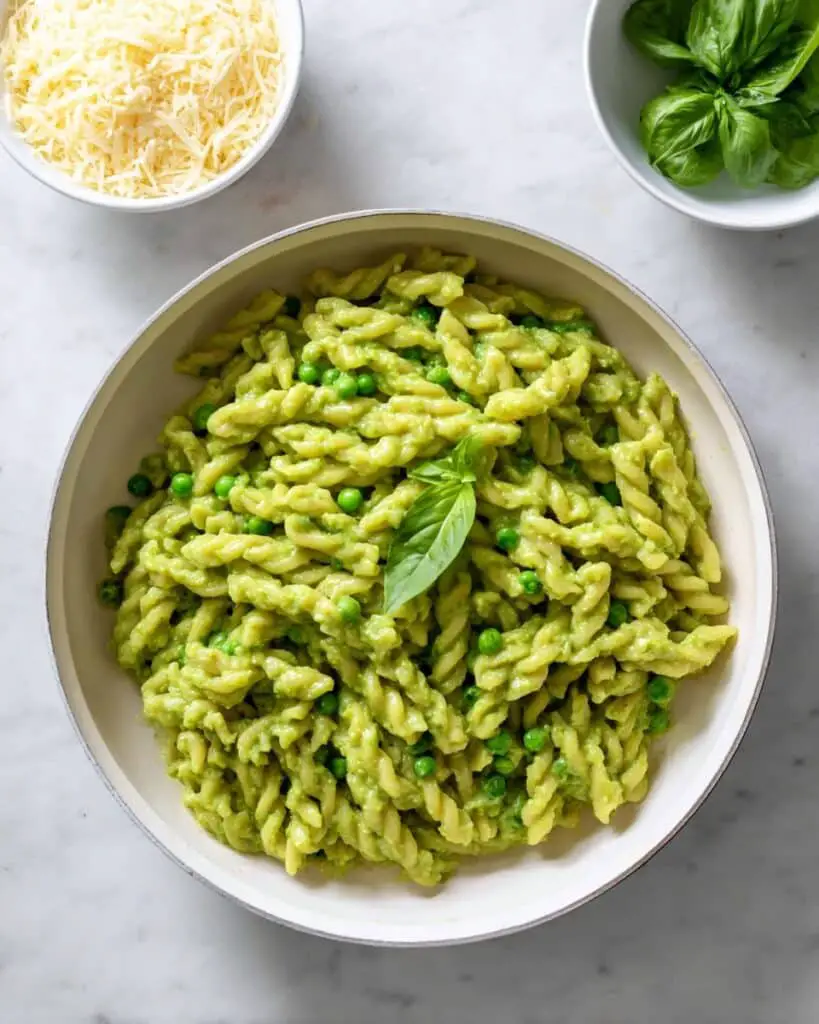 Creamy Fusilli Pasta with Peas and Fresh Basil Recipe
