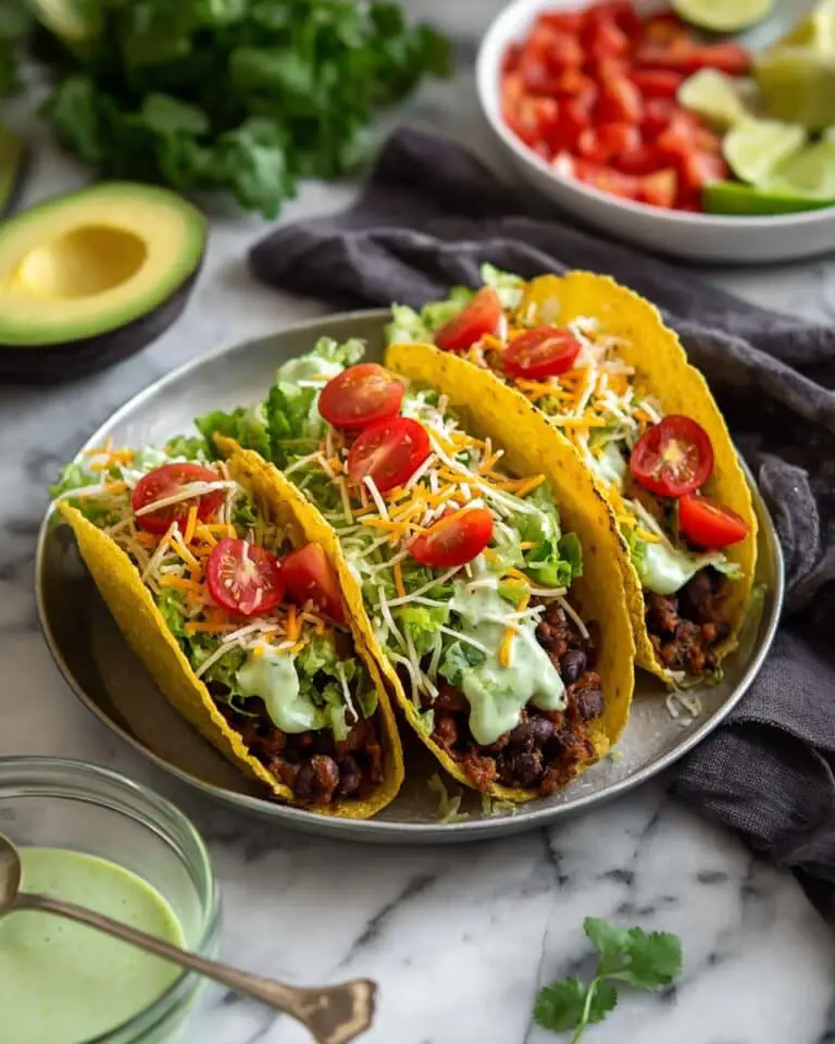 Black Bean Tacos with Avocado Cilantro Lime Crema Recipe