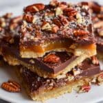 Saltine Cracker Toffee with Chocolate and Pecans Recipe